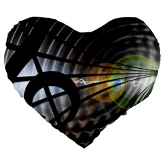 Music Treble Clef Minimal Large 19  Premium Flano Heart Shape Cushions by Alisyart