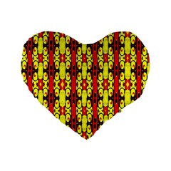 Red Black Yellow-9 Standard 16  Premium Flano Heart Shape Cushions