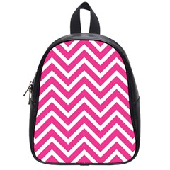Chevrons Zigzag Pattern Design Pink White School Bag (small)