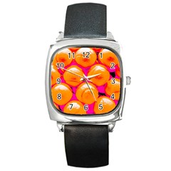 Pop Art Tennis Balls Square Metal Watch by essentialimage