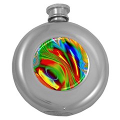 Artwork Digital Art Fractal Colors Round Hip Flask (5 Oz) by Wegoenart