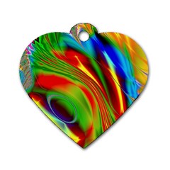 Artwork Digital Art Fractal Colors Dog Tag Heart (two Sides) by Wegoenart