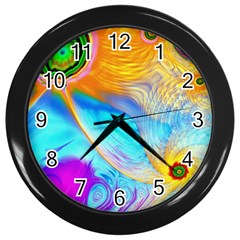 Artwork Digital Art Fractal Colors Wall Clock (black) by Wegoenart