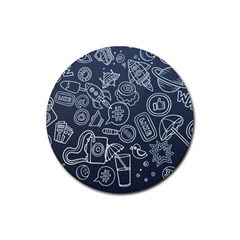 Internet Planets Drinks Computers Rubber Round Coaster (4 Pack)  by Wegoenart