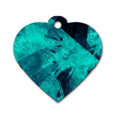 Background Texture Pattern Blue Dog Tag Heart (two Sides)