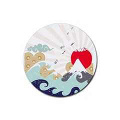 Mountain Sun Japanese Illustration Rubber Round Coaster (4 Pack)  by Vaneshart