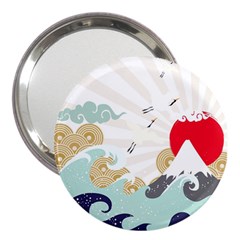 Mountain Sun Japanese Illustration 3  Handbag Mirrors