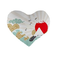 Mountain Sun Japanese Illustration Standard 16  Premium Heart Shape Cushions