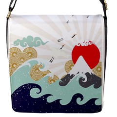 Mountain Sun Japanese Illustration Flap Closure Messenger Bag (s)