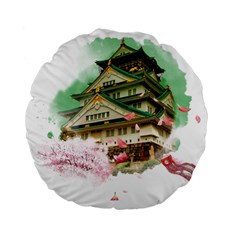 Osaka Castle Nagoya Castle Kumamoto Castle Standard 15  Premium Flano Round Cushions