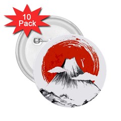 Mount Fuji Mountain Ink Wash Painting 2.25  Buttons (10 pack) 