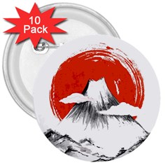 Mount Fuji Mountain Ink Wash Painting 3  Buttons (10 pack) 