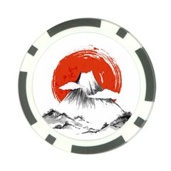 Mount Fuji Mountain Ink Wash Painting Poker Chip Card Guard (10 pack)