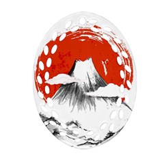 Mount Fuji Mountain Ink Wash Painting Ornament (oval Filigree)