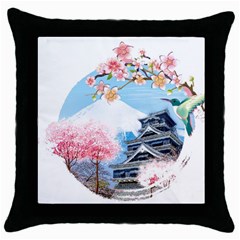 Japan National Cherry Blossom Festival Japanese Throw Pillow Case (Black)