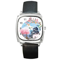 Japan National Cherry Blossom Festival Japanese Square Metal Watch