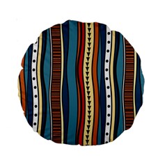 Stripes Hand Drawn Tribal Colorful Background Pattern Standard 15  Premium Round Cushions by Vaneshart