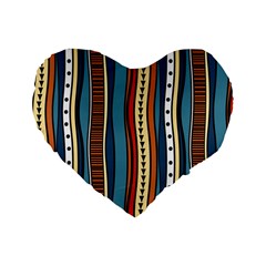 Stripes Hand Drawn Tribal Colorful Background Pattern Standard 16  Premium Flano Heart Shape Cushions