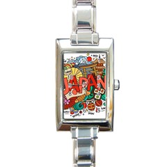 Earthquake And Tsunami Drawing Japan Illustration Rectangle Italian Charm Watch