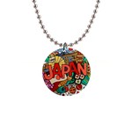 Earthquake And Tsunami Drawing Japan Illustration 1  Button Necklace Front