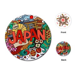 Earthquake And Tsunami Drawing Japan Illustration Playing Cards Single Design (Round)