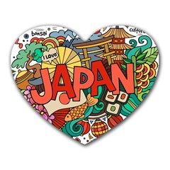 Earthquake And Tsunami Drawing Japan Illustration Heart Mousepads