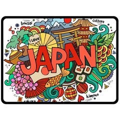 Earthquake And Tsunami Drawing Japan Illustration Fleece Blanket (Large) 