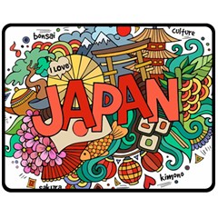 Earthquake And Tsunami Drawing Japan Illustration Fleece Blanket (Medium) 