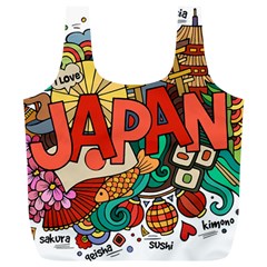 Earthquake And Tsunami Drawing Japan Illustration Full Print Recycle Bag (XL)