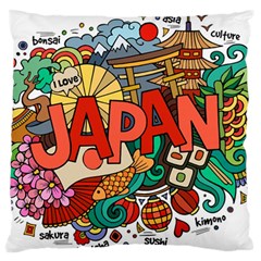 Earthquake And Tsunami Drawing Japan Illustration Large Flano Cushion Case (one Side)