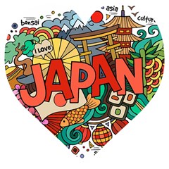 Earthquake And Tsunami Drawing Japan Illustration Wooden Puzzle Heart