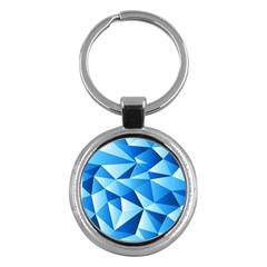 Triangles Abstract Blue Key Chain (round)