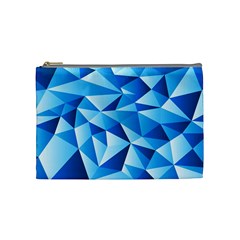 Triangles Abstract Blue Cosmetic Bag (medium)