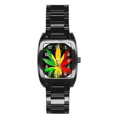 Cannabis Leaf Color Stainless Steel Barrel Watch