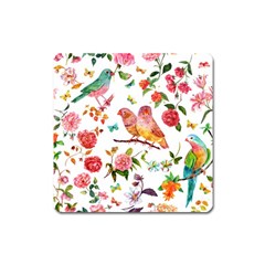 Watercolour Flowers Watercolor Painting Drawing Square Magnet by Vaneshart