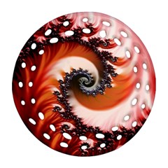 Abstract Fractal Patterns Red Ornament (round Filigree)