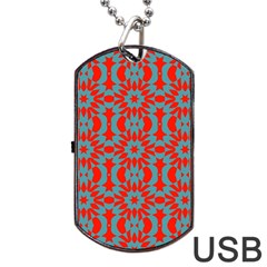 Seamless Geometric Pattern In A Red Dog Tag Usb Flash (one Side)