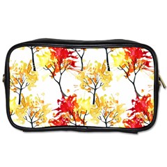 Watercolor Painting Autumn Illustration Autumn Tree Toiletries Bag (two Sides)