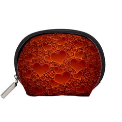 Heart Orange Texture Many Accessory Pouch (small)