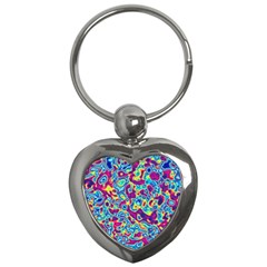 Ripple Motley Colorful Spots Abstract Key Chain (heart)