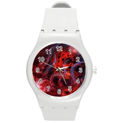 Art Space Abstract Red Line Round Plastic Sport Watch (m) by Vaneshart