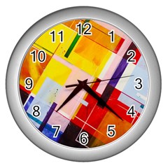 Abstract Lines Shapes Colorful Wall Clock (silver)