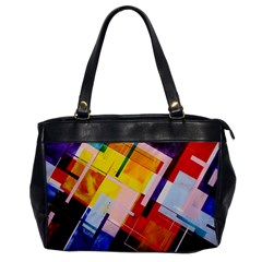 Abstract Lines Shapes Colorful Oversize Office Handbag by Vaneshart