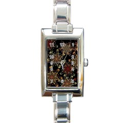 Patterns Abstract Flowers Rectangle Italian Charm Watch