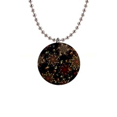 Patterns Abstract Flowers 1  Button Necklace by Vaneshart