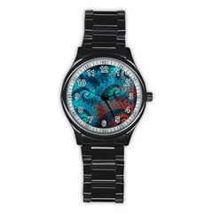 Abstract Patterns Spiral Stainless Steel Round Watch