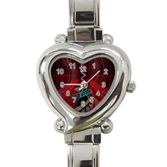 Patterns Red Abstract Heart Italian Charm Watch by Vaneshart