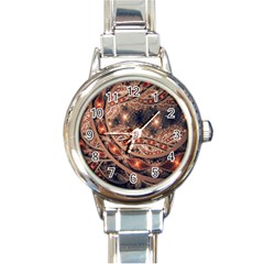 Fractal Patterns Abstract Dark Round Italian Charm Watch