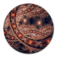 Fractal Patterns Abstract Dark Round Mousepads