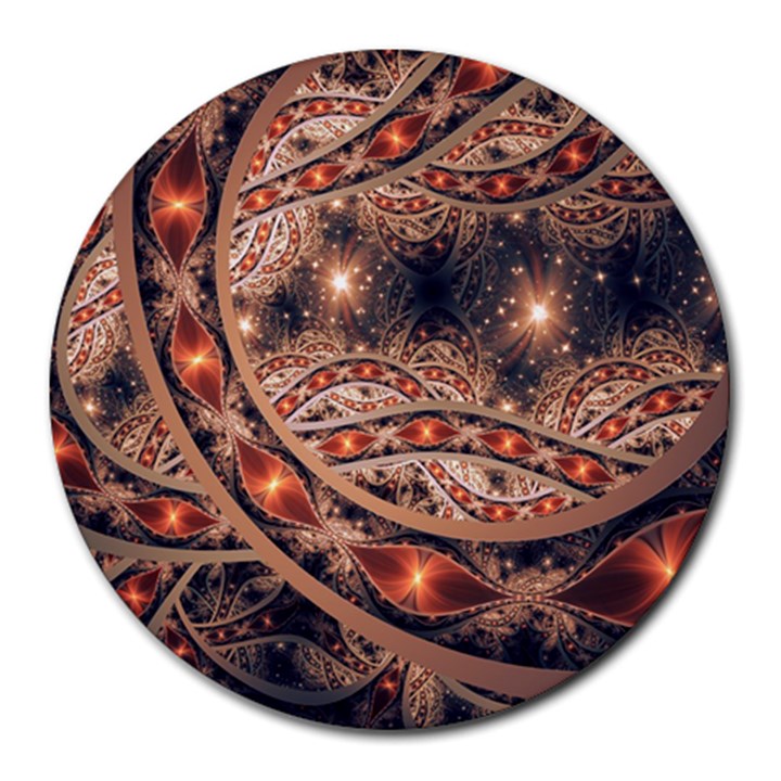 Fractal Patterns Abstract Dark Round Mousepads